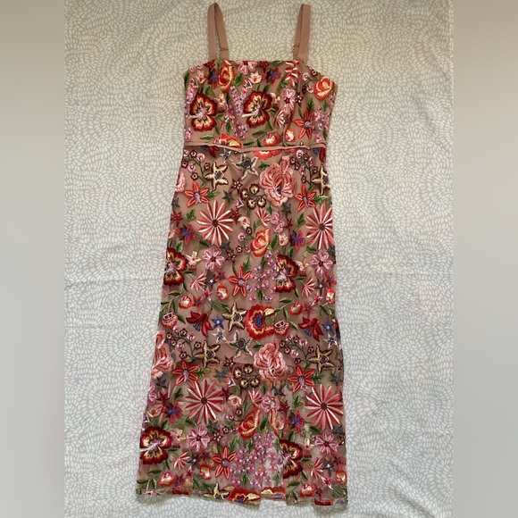 SAM EDELMAN Floral Embroidered Midi Dress Size 0 NWT - Picture 2 of 14
